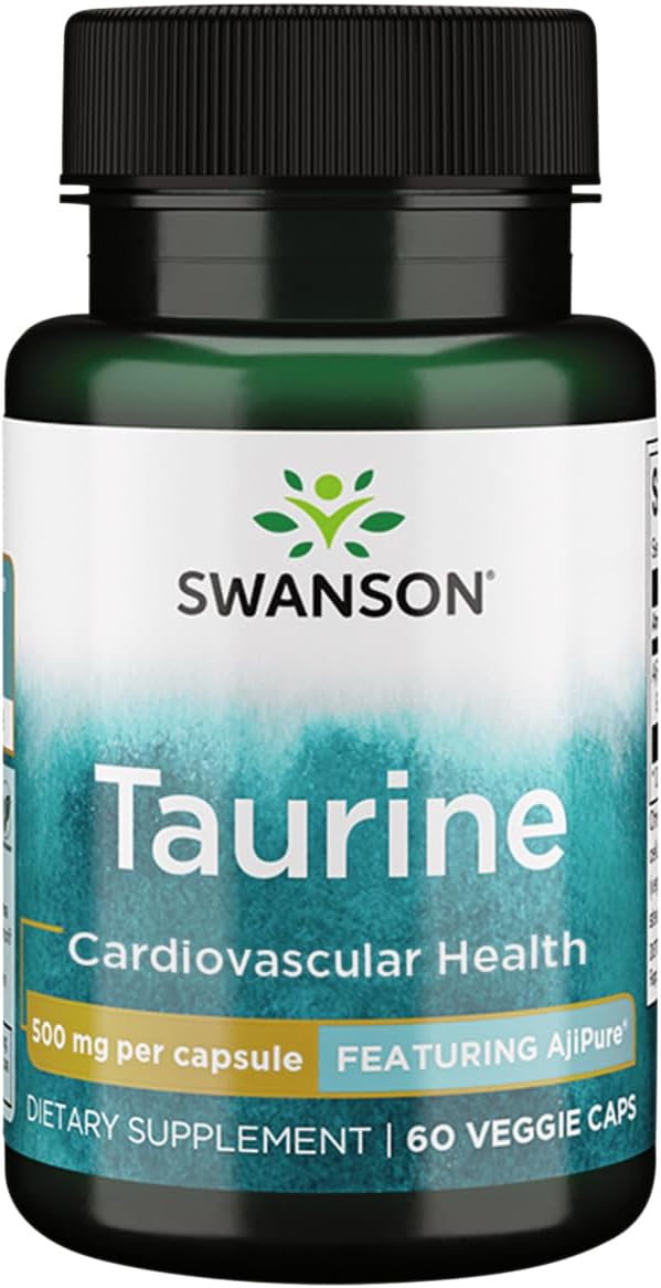 Swanson Ajipure Taurine Amino Acid Capsules - Pharmaceutical Grade 500mg (60 Count)