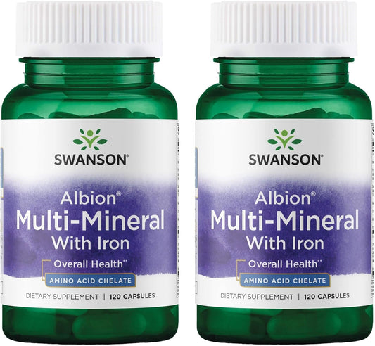 Swanson Albion Chelated Multi-Mineral Glycinate 240 Capsules - Pack of 2 for Enhanced Absorption