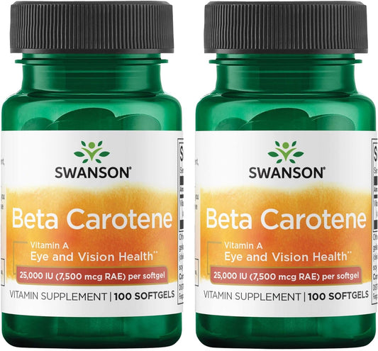 Swanson Beta-Carotene 25000 Iu (7500 mcg) Softgels - Pack of 100 - 2 Bottles