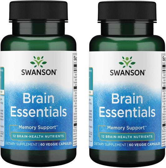 Swanson Brain Essentials 120 Veg Capsules - Pack of 2