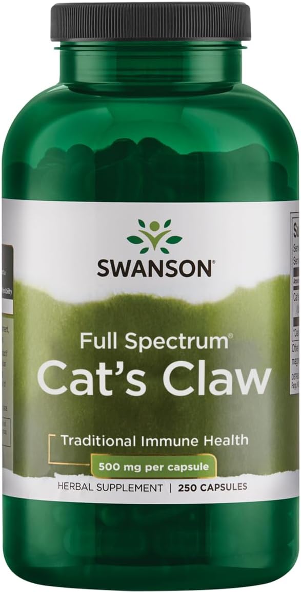 Swanson Cat's Claw Capsules for Antioxidant Support and Movement Flexibility 500 mg - 250 Capsules