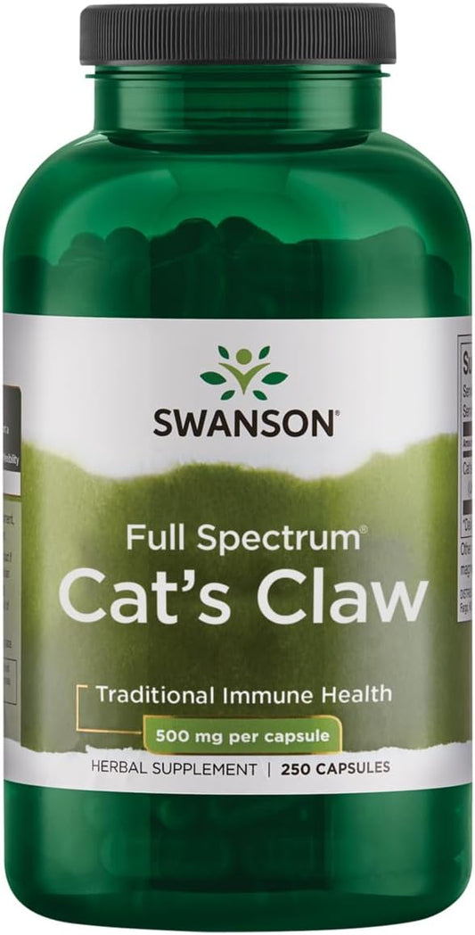 Swanson Cat's Claw Capsules for Antioxidant Support and Movement Flexibility 500 mg - 250 Capsules