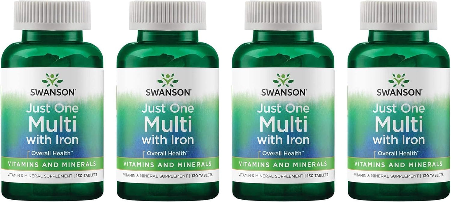 Swanson Century Formula Multivitamin with Iron 130 Tabs - Pack of 4