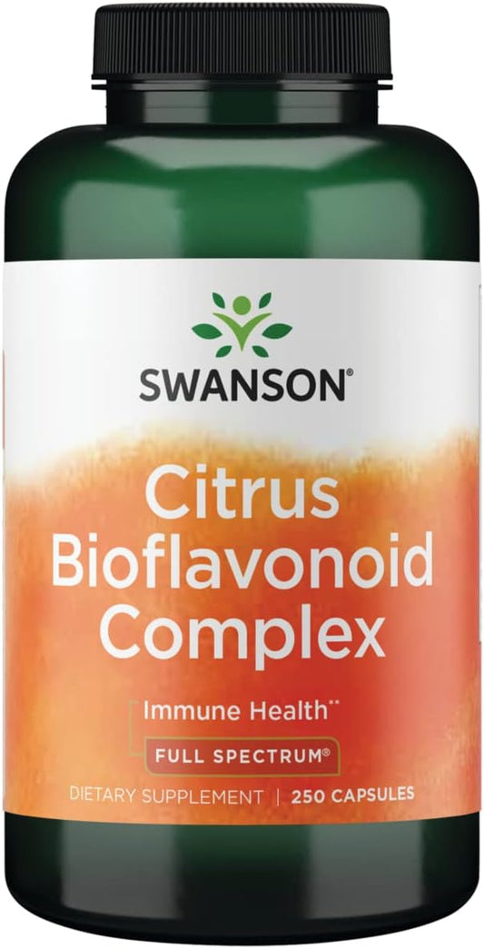 Swanson Citrus Bioflavonoid Complex 250 Capsules - Boosts Vitamin C Absorption for Immune Health - 50% Bitter Orange Bioflavonoids