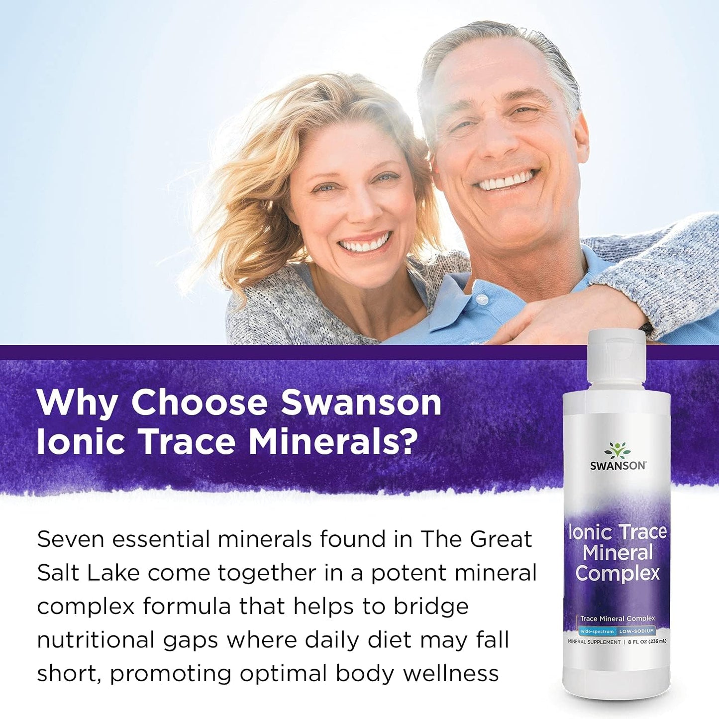 Swanson Concentrace Trace Mineral Drops 8oz - Complete Mineral Complex for Energy, Hydration, Electrolyte Balance - 72+ Ionic Minerals - Magnesium, Potassium, Calcium - 4 Pack