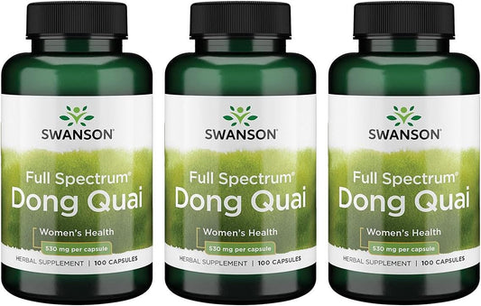 Swanson Dong Quai Capsules 530mg - 100 Count - Pack of 3