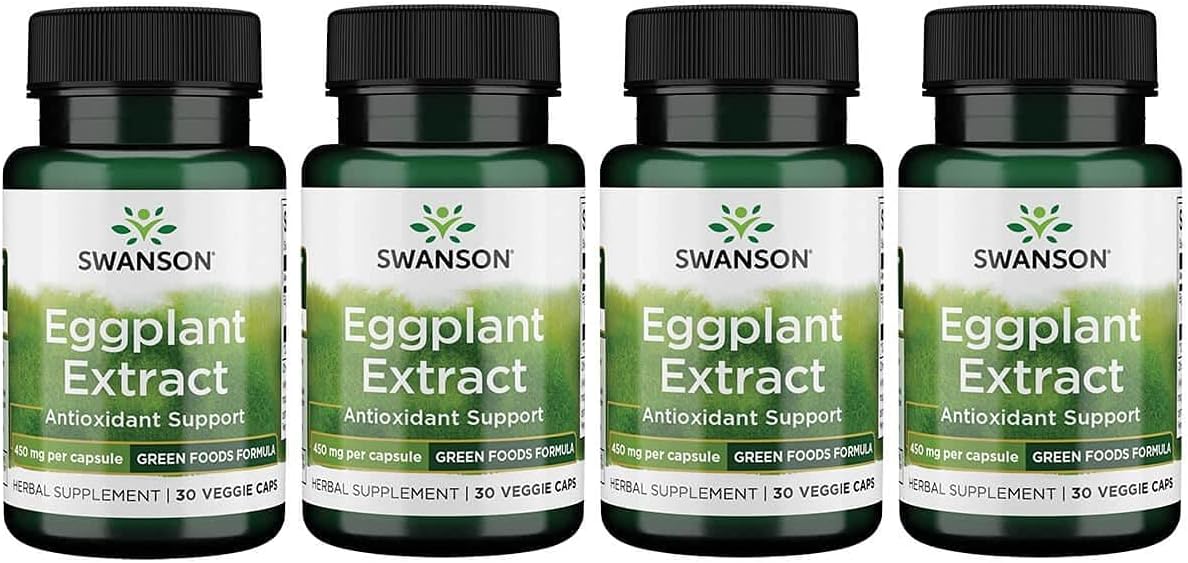 Swanson Eggplant Extract 20:1 450mg 30 Veg Caps (4 Pack) - Potent Antioxidant Supplement