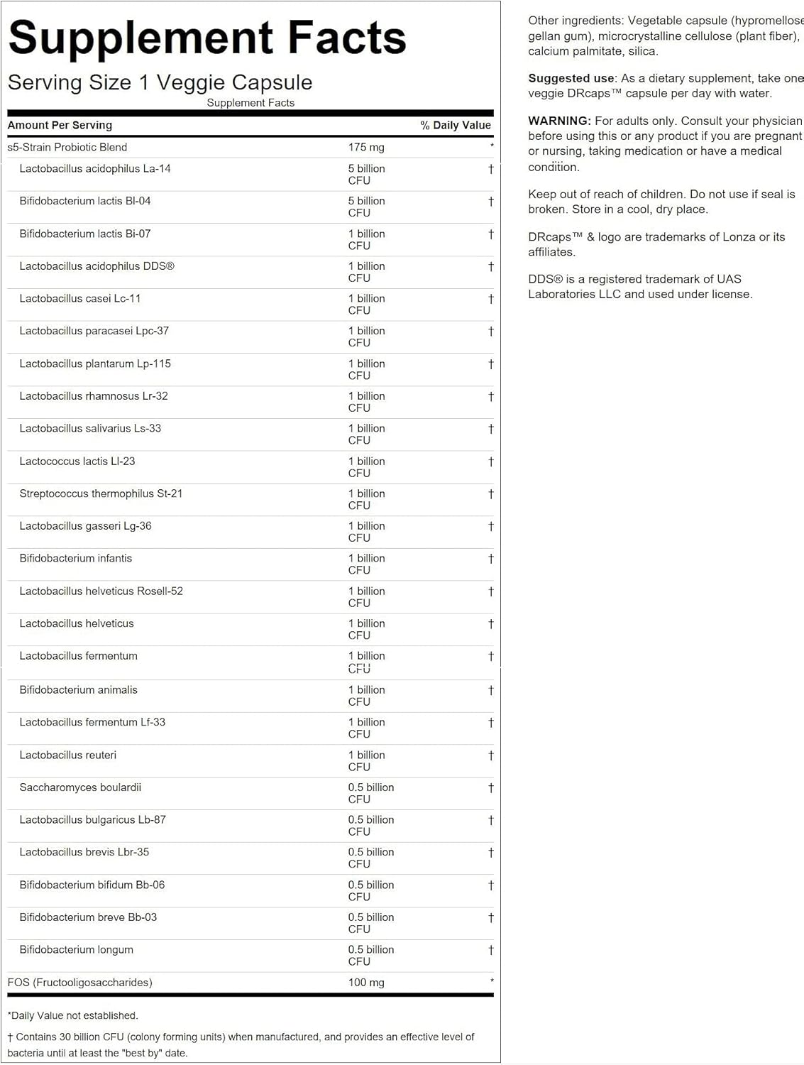 Swanson Epic-Pro 25-Strain Probiotic 30 Billion CFU with Prebiotic Nutraflora FOS - 90 Veggie Capsules for Digestive & Immune Health