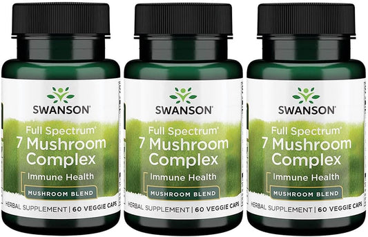Swanson Full Spectrum 7 Mushroom Complex 60 Veg Caps - Premium Brand, 3 Pack