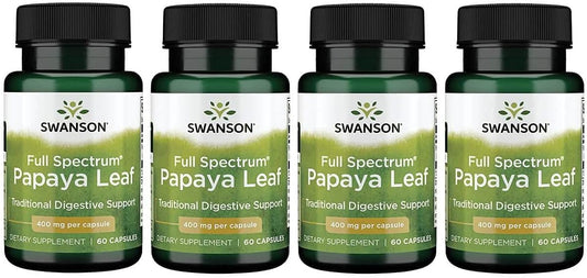 Swanson Full Spectrum Papaya Leaf Capsules - Herbal Digestive Health Support (240 Capsules, 400mg Each)