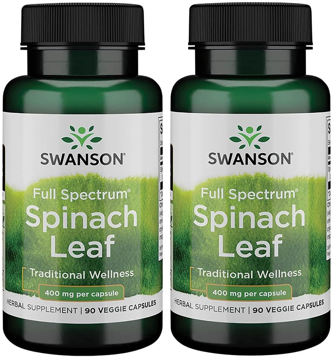 Swanson Full Spectrum Spinach Leaf 400mg Veg Capsules - 180 Capsules Total