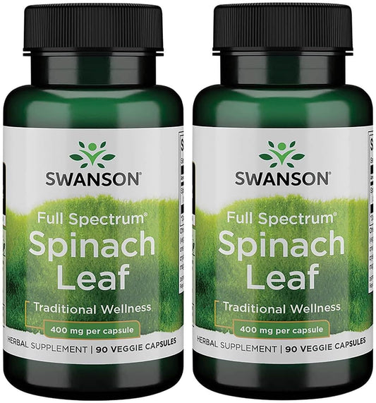 Swanson Full Spectrum Spinach Leaf 400mg Veg Capsules - 180 Capsules Total