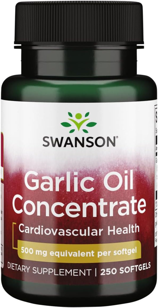 Swanson Garlic Oil Softgels, 500mg, 250 Count - High-Quality Supplement