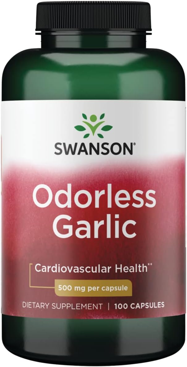 Swanson Garlic Supplement 500mg - 100 Capsules for Odor Control and Health