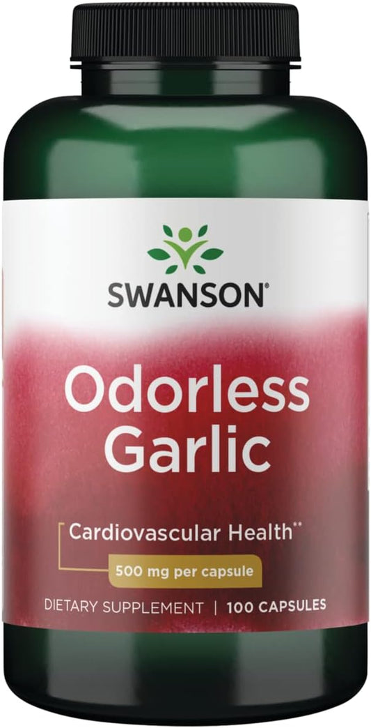 Swanson Garlic Supplement 500mg - 100 Capsules for Odor Control and Health