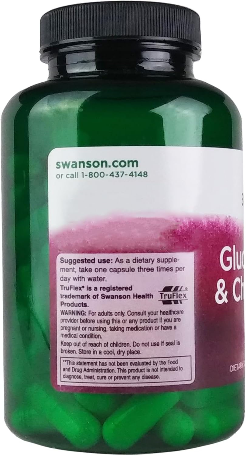 Swanson Glucosamine and Chondroitin Capsules - Joint Integrity and Flexibility Support - 90 Capsules, 900mg