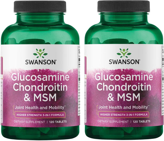 Swanson Glucosamine Chondroitin & MSM 500/400/200 mg 120 Tablets x 2 Pack