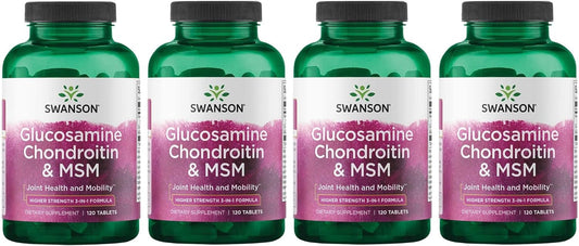 Swanson Glucosamine Chondroitin & MSM 500/400/200mg Tablets - 120 Count (Pack of 4)