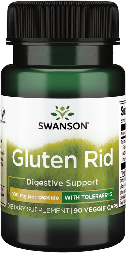 Swanson Gluten Rid Enzyme Supplement with Tolerase G - 90 Veg Capsules, 100mg