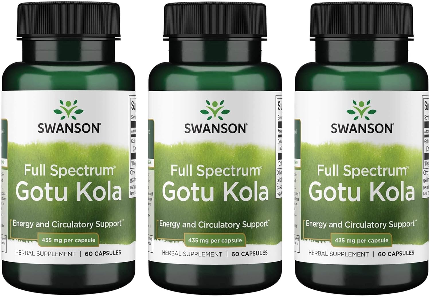 Swanson Gotu Kola Capsules 435mg - Pack of 60 x 3