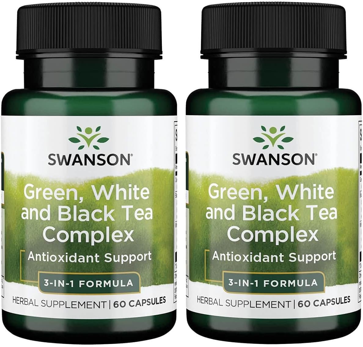 Swanson Green, White, and Black Tea Complex Capsules - 200mg Each, 60 Count (2 Pack)