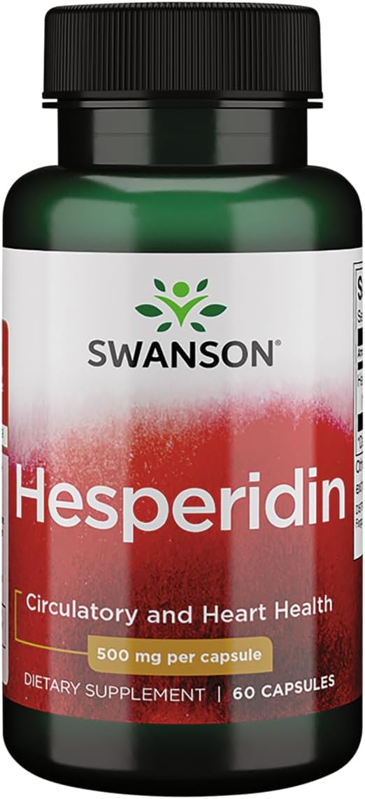 Swanson Hesperidin 500mg Capsules - Pack of 60, High-Quality Antioxidant Supplement for Heart Health and Immune Support