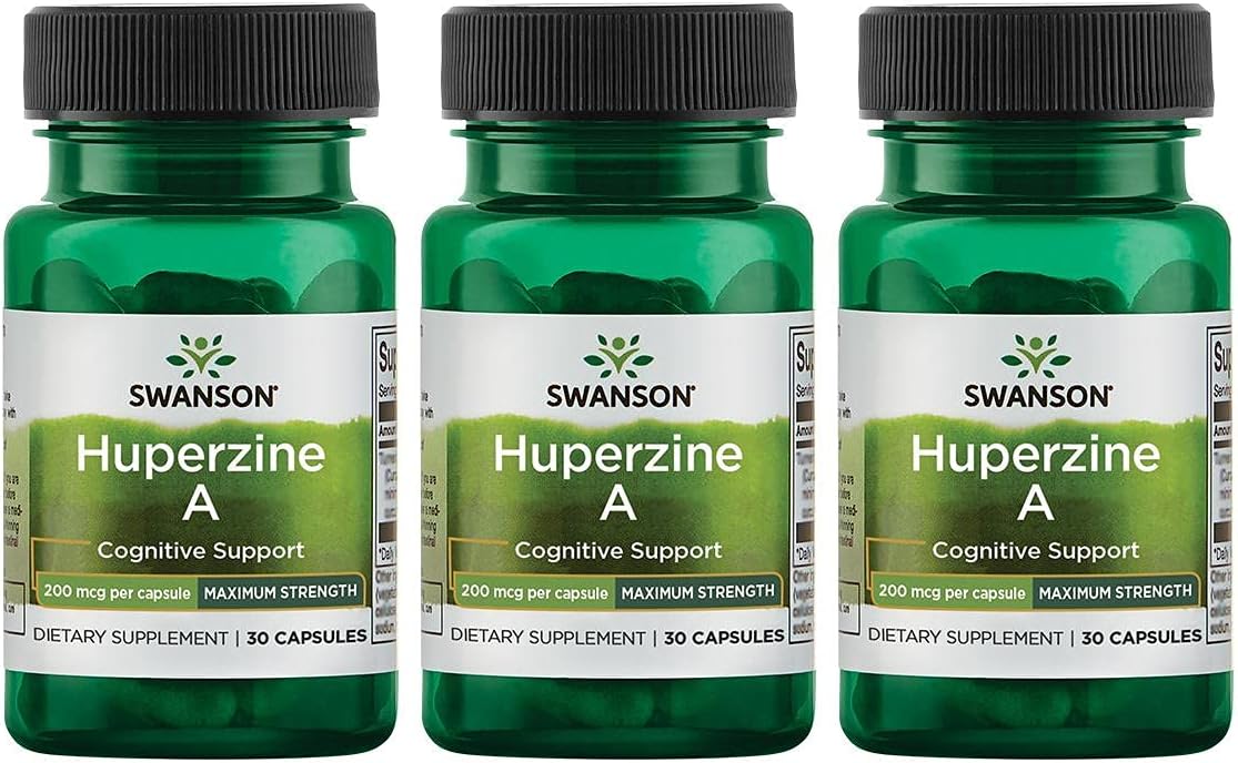 Swanson Huperzine A 200 mcg - Maximum Strength, 90 Capsules - Pack of 3