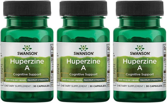 Swanson Huperzine A 200 mcg - Maximum Strength, 90 Capsules - Pack of 3