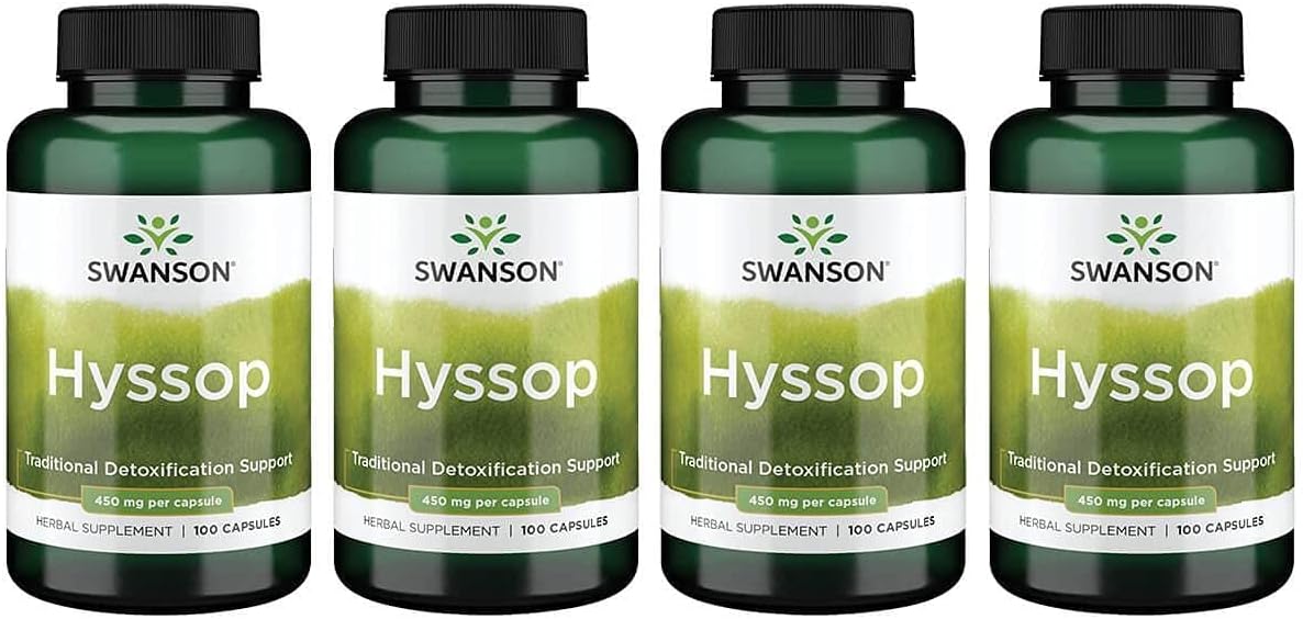 Swanson Hyssop 450mg Capsules - Pack of 100 x 4