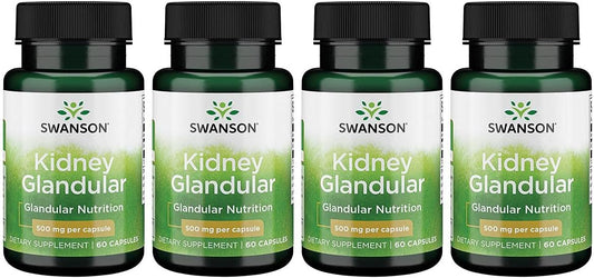 Swanson Kidney Glandular 500 mg Capsules - 4 Pack, 60ct Bottles