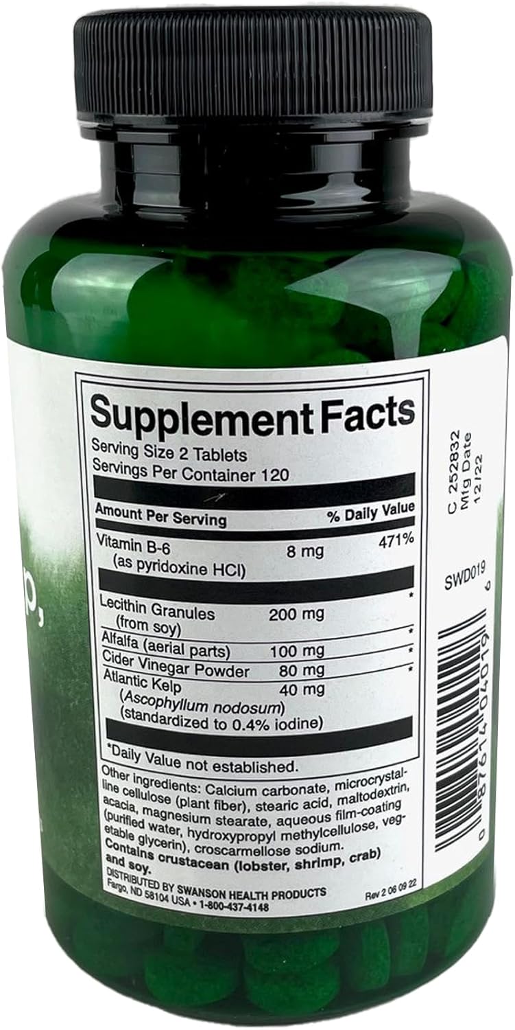 Swanson Lecithin Kelp B-6 & Cider Vinegar Tablets - 720 Tabs (3 Pack)