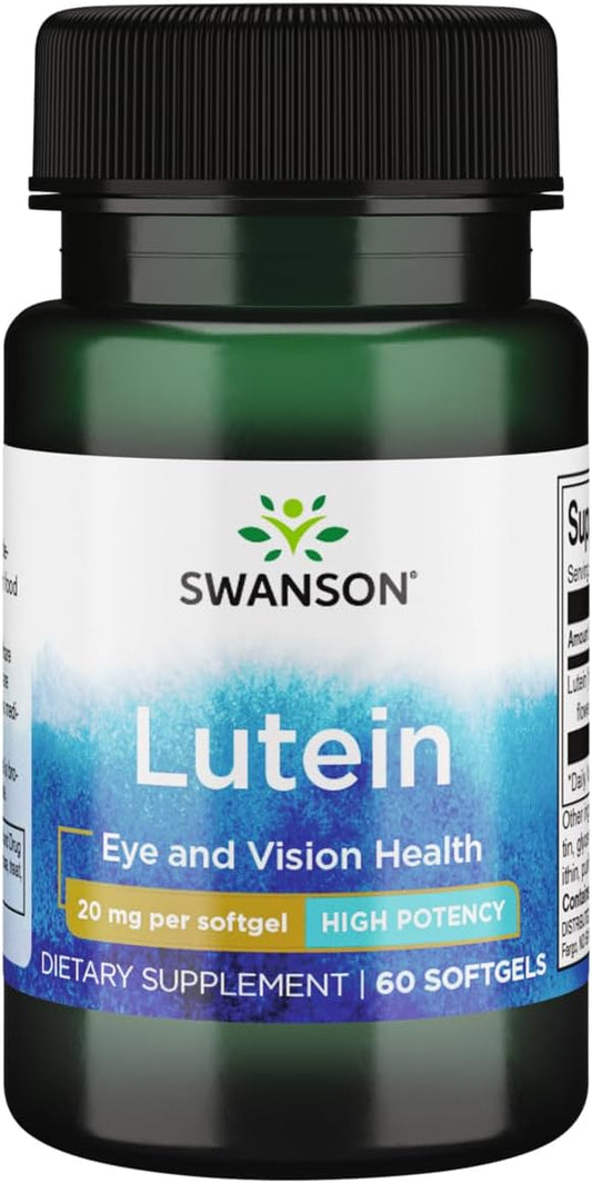 Swanson Lutein 20mg Softgels - 60 Count - Eye Health Support Supplement