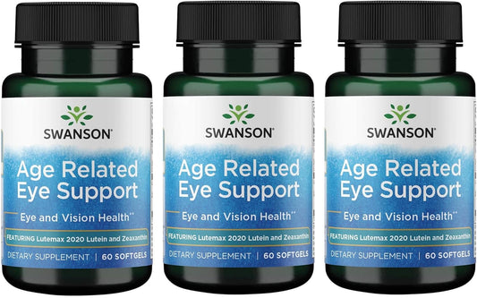 Swanson Lutemax Lutein and Zeaxanthin Eye Support 60 Sgels - 3 Pack for Age-Related Vision Concerns