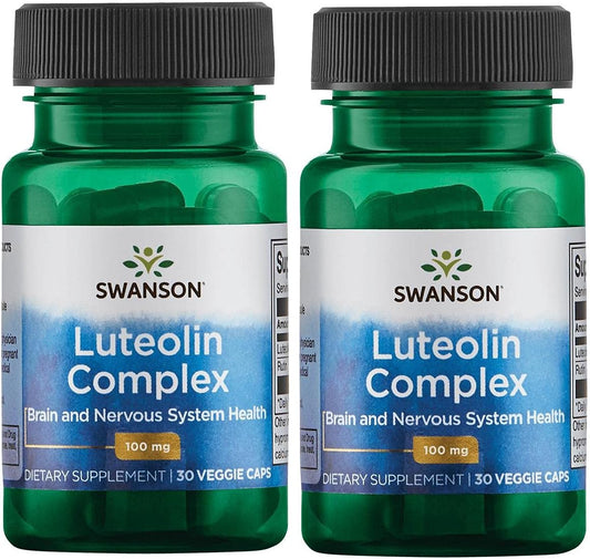 Swanson Luteolin Complex with Rutin - Memory and Mood Support Supplement - Natural Formula for Cognitive Health - 2 Pack of 30 Veggie Capsules