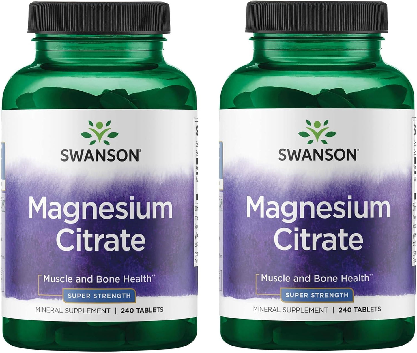 Swanson Magnesium Citrate - Super Strength 112.5 mg 240 Tabs 2 Pack