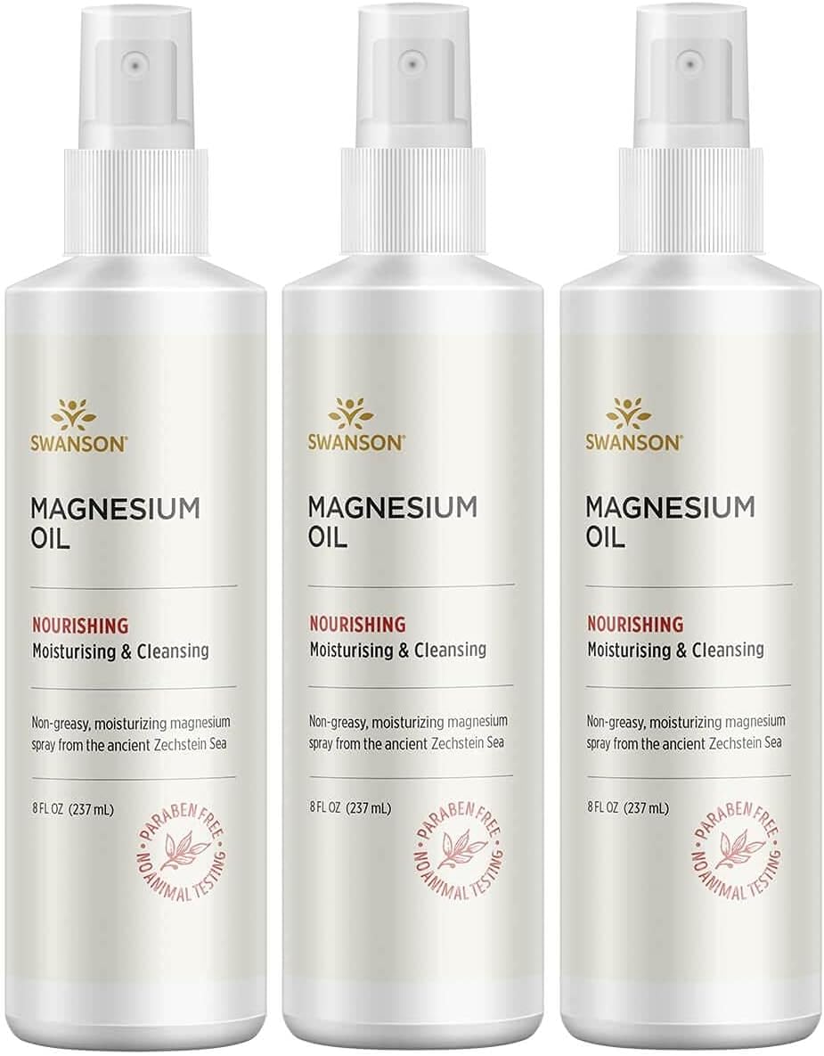 Swanson Magnesium Oil Spray, Zechstein Magnesium Formula for Muscle Relief and Skin Nourishment, Stress and Sleep Support, Fast Absorption, 8 fl oz (237 ml) Liquid - Pack of 3