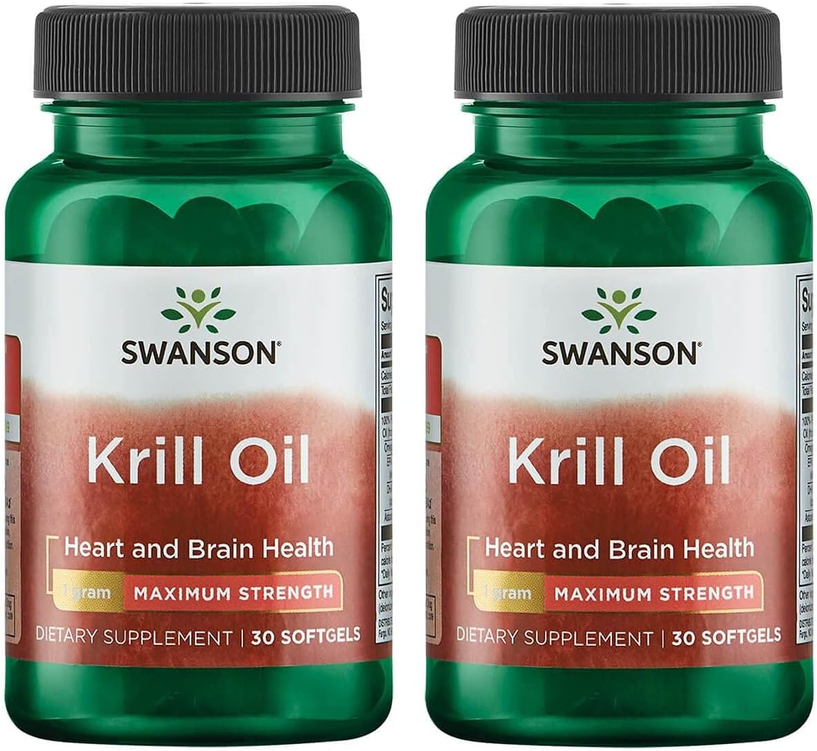 Swanson Maximum Strength Krill Oil Softgels, 1g, 30 Count (2 Pack) - Essential Fatty Acids