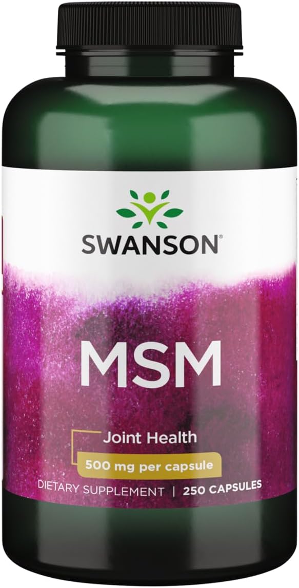 Swanson MSM 500mg Supplement - 250 Capsules for Joint Health and Immune Support