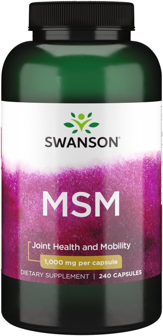 Swanson MSM Capsules - Supports Mobility, Joint Health, and Connective Tissue - 240 Capsules, 1000mg