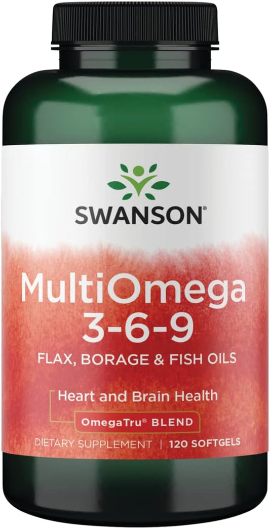 Swanson Multiomega Flax Borage Fish Oil Supplement 2400mg 120 Softgels