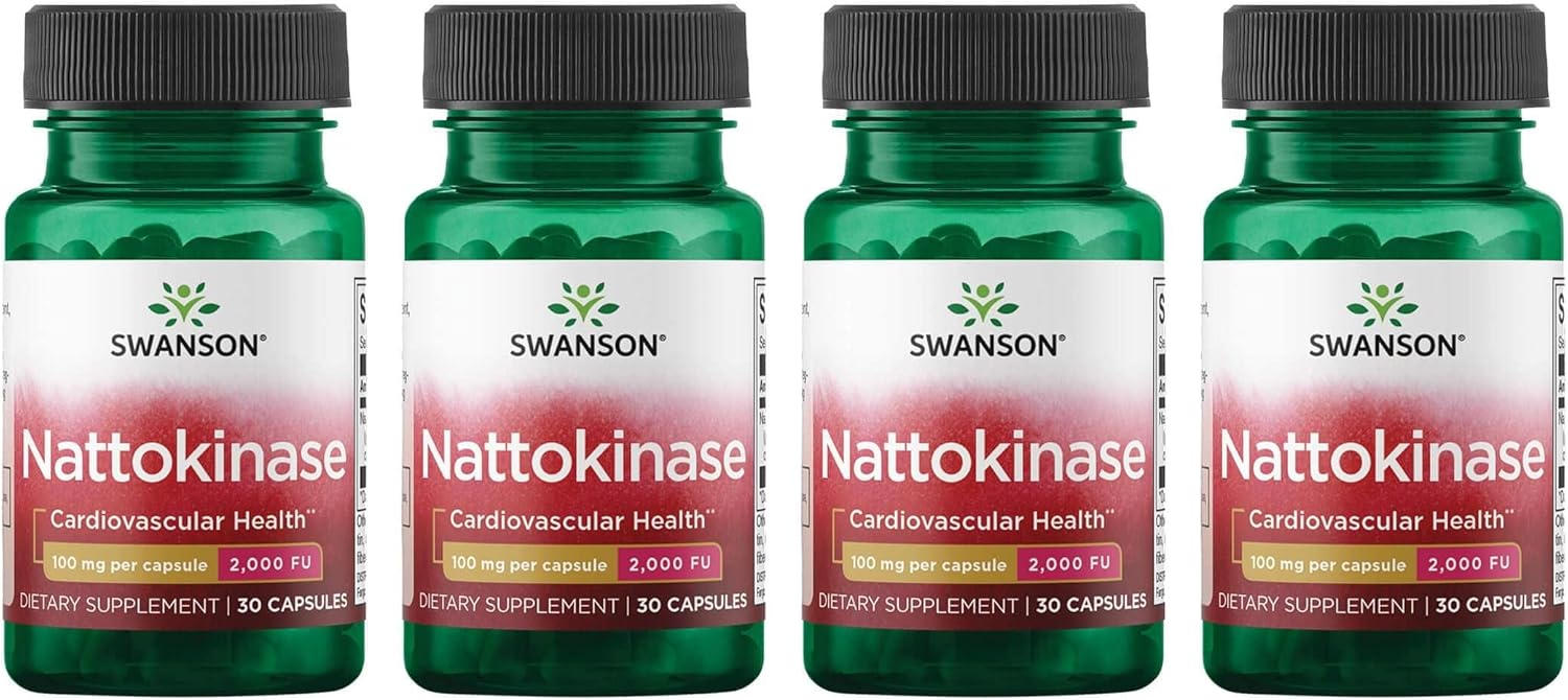 Swanson Nattokinase 2000 FU 100 mg 30 Capsules Enzyme Supplement (4 Pack)