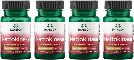 Swanson Nattokinase 2000 FU 100 mg 30 Capsules Enzyme Supplement (4 Pack)