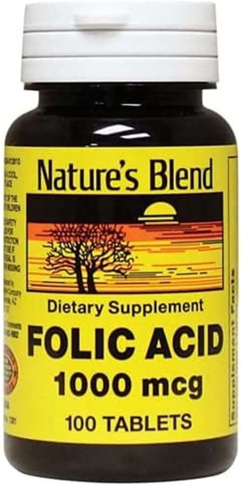 Swanson Nature's Blend Folic Acid Supplement 1000 mcg - 100 Tablets