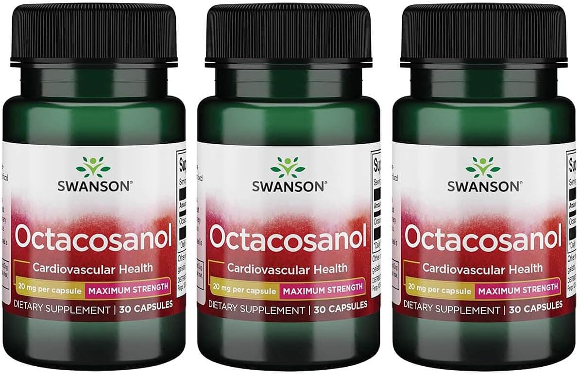 Swanson Octacosanol 20mg Capsules, Maximum Strength, 90 Count, Pack of 3