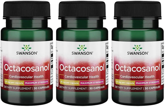 Swanson Octacosanol 20mg Capsules, Maximum Strength, 90 Count, Pack of 3