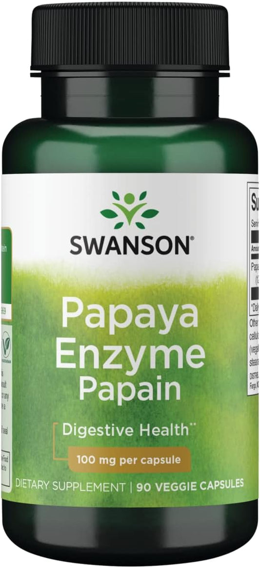 Swanson Papain Papaya Enzyme Capsules - 100mg, 90 Count, Vegetarian Formula - BoostGo Australia