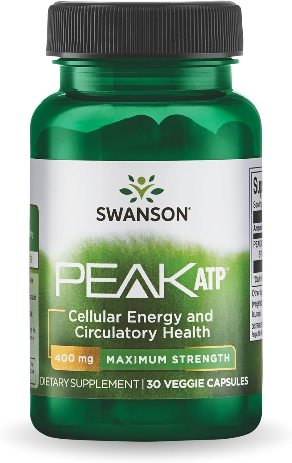Swanson Peak ATP Maximum Strength Supplement for Cellular Energy & Physical Performance - 30 Veggie Capsules, 400mg