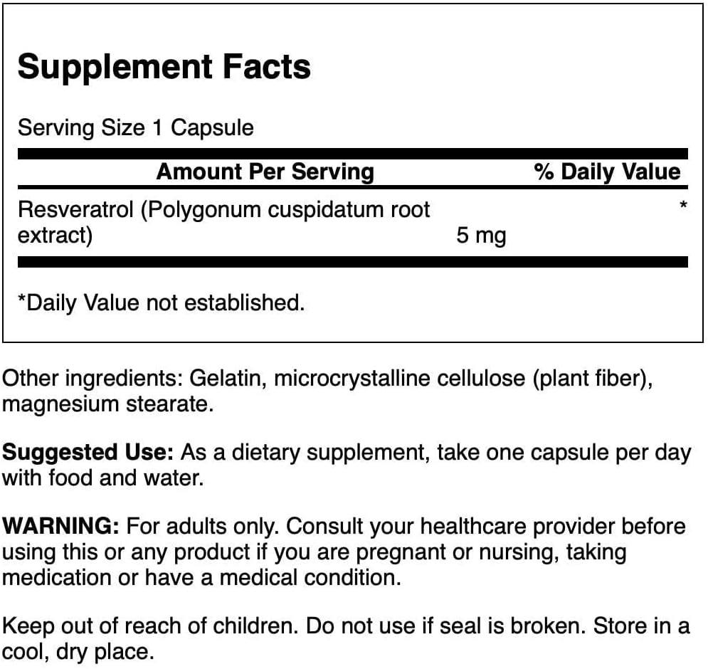 Swanson Polygonum Cuspidatum Extract 5mg Resveratrol Capsules - 60 Count