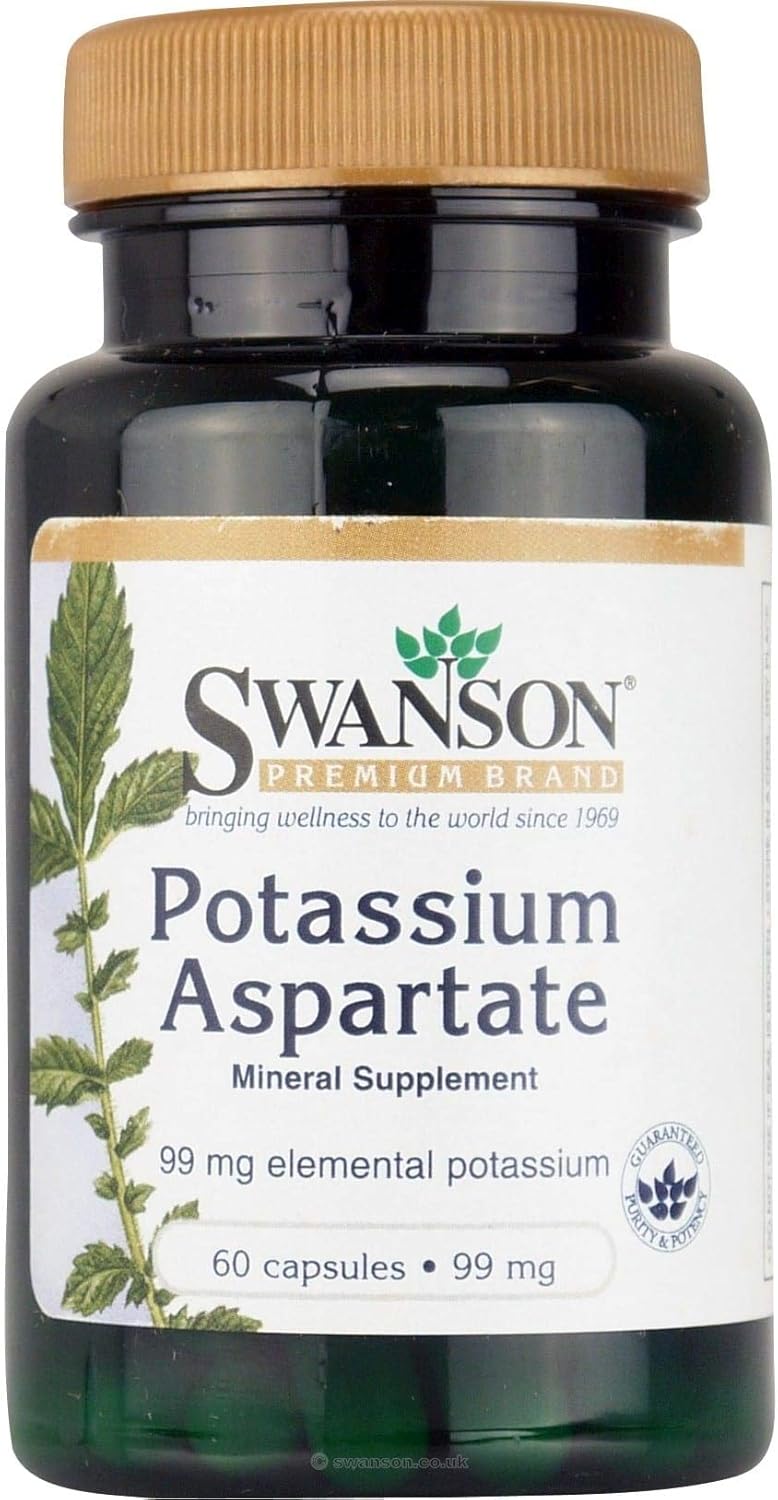 Swanson Potassium Aspartate Capsules - 99mg, 60 Count - Dietary Supplement