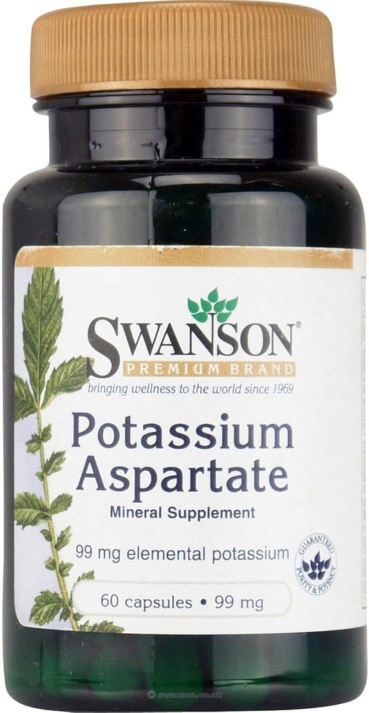 Swanson Potassium Aspartate Capsules - 99mg, 60 Count - Dietary Supplement